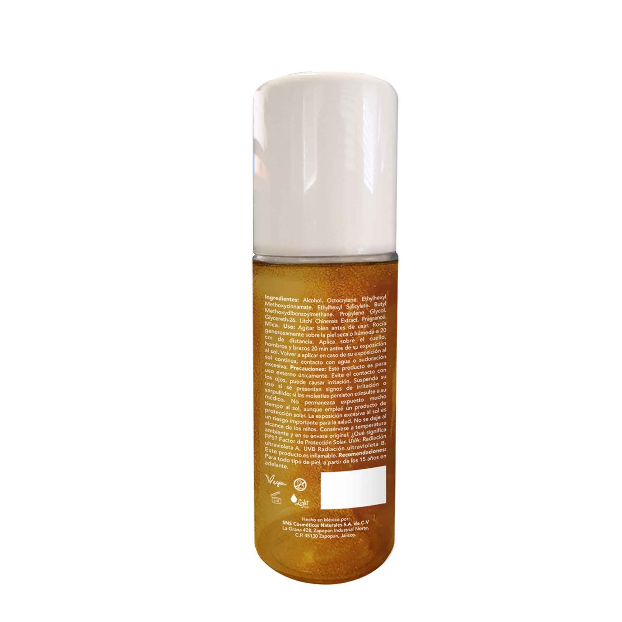 Protector solar FPS50 Sun Kiss Bruma con brillos 150 ml