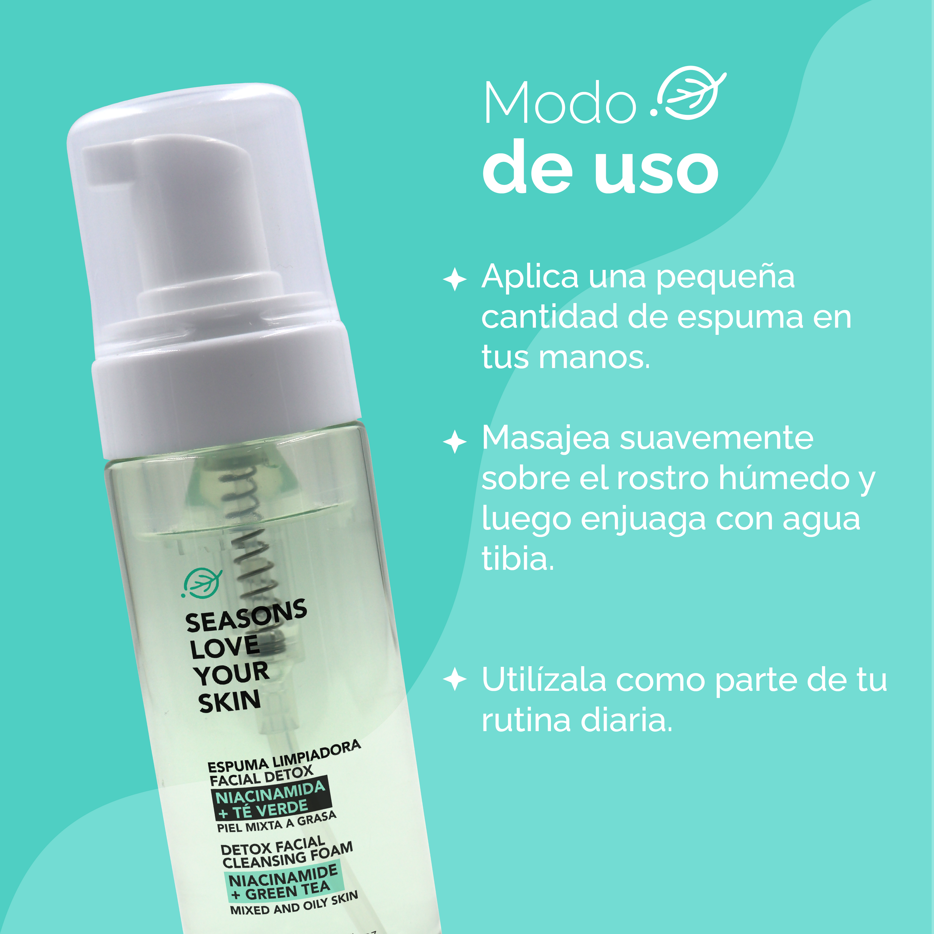 Dermolimpiador Espuma Niacinamida + Té Verde 150 Ml - Seasons Love Your Skin