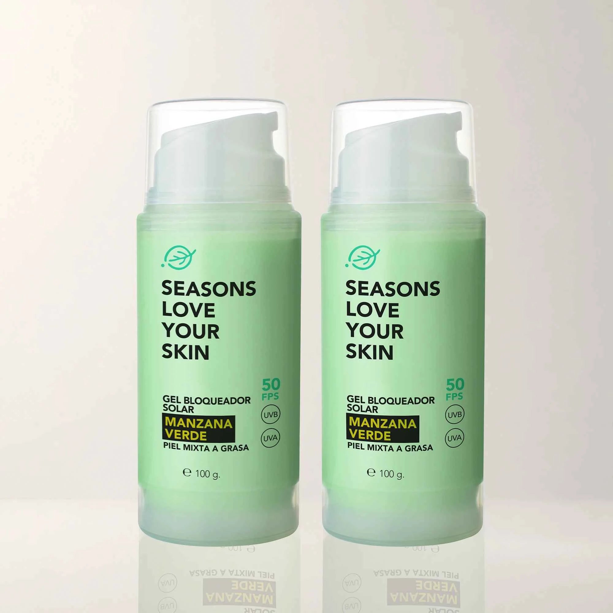 Kit 2 pack bloqueador solar facial manzana verde en gel 100 gr