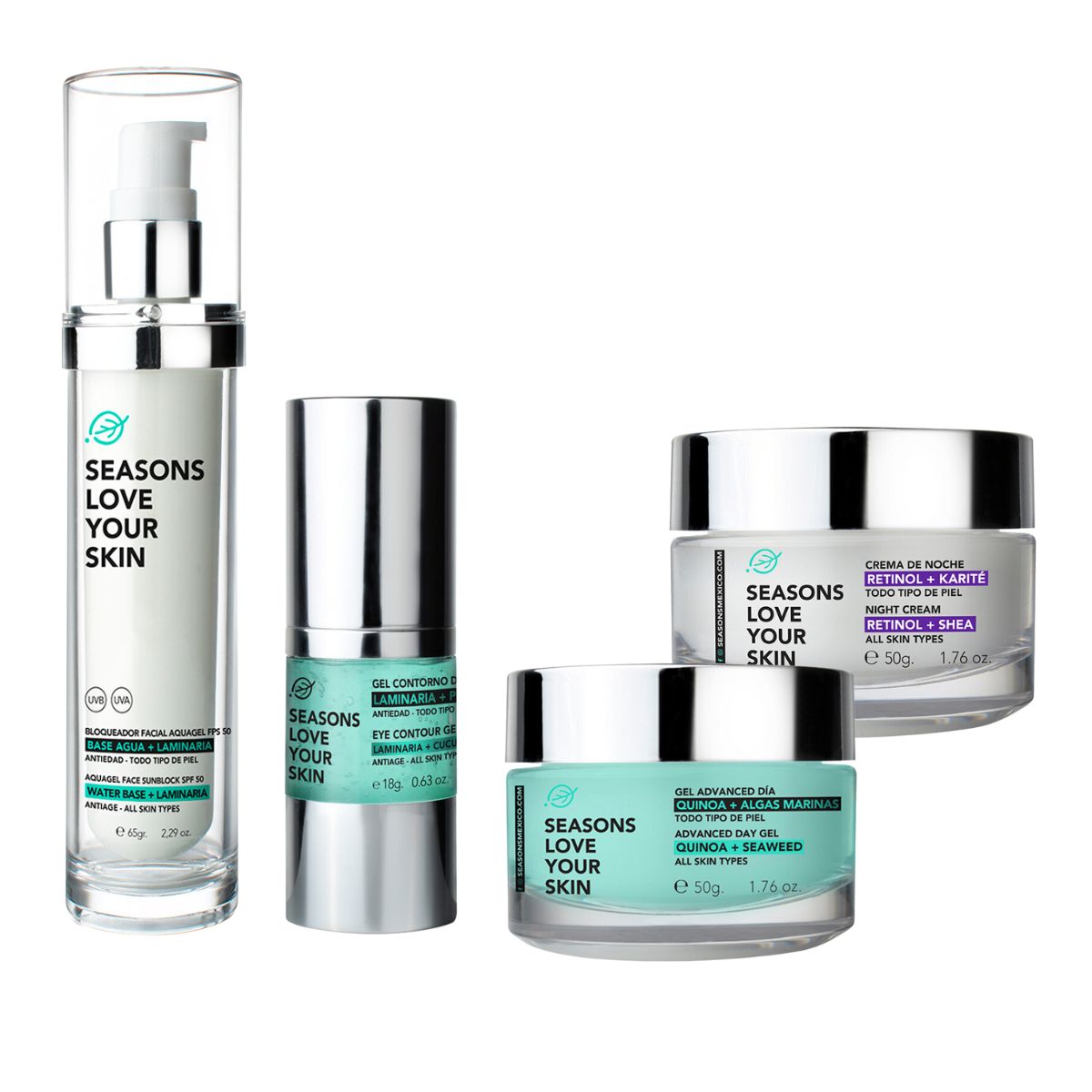 Kit Antiedad Día y Noche 4 Piezas - Seasons Love Your Skin