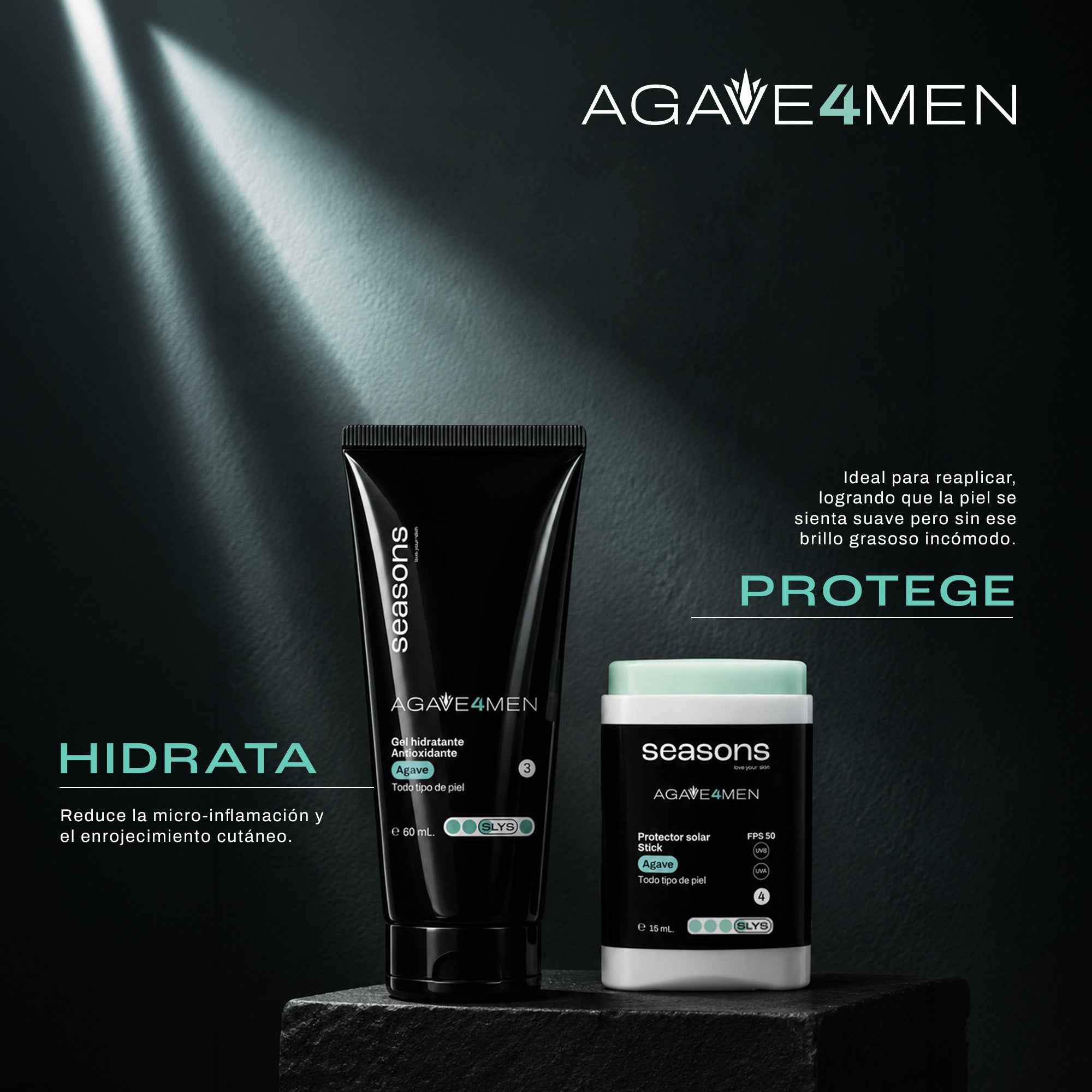 Kit Agave 4 Men: Rutina Completa de Hidratación y Protección FPS 50