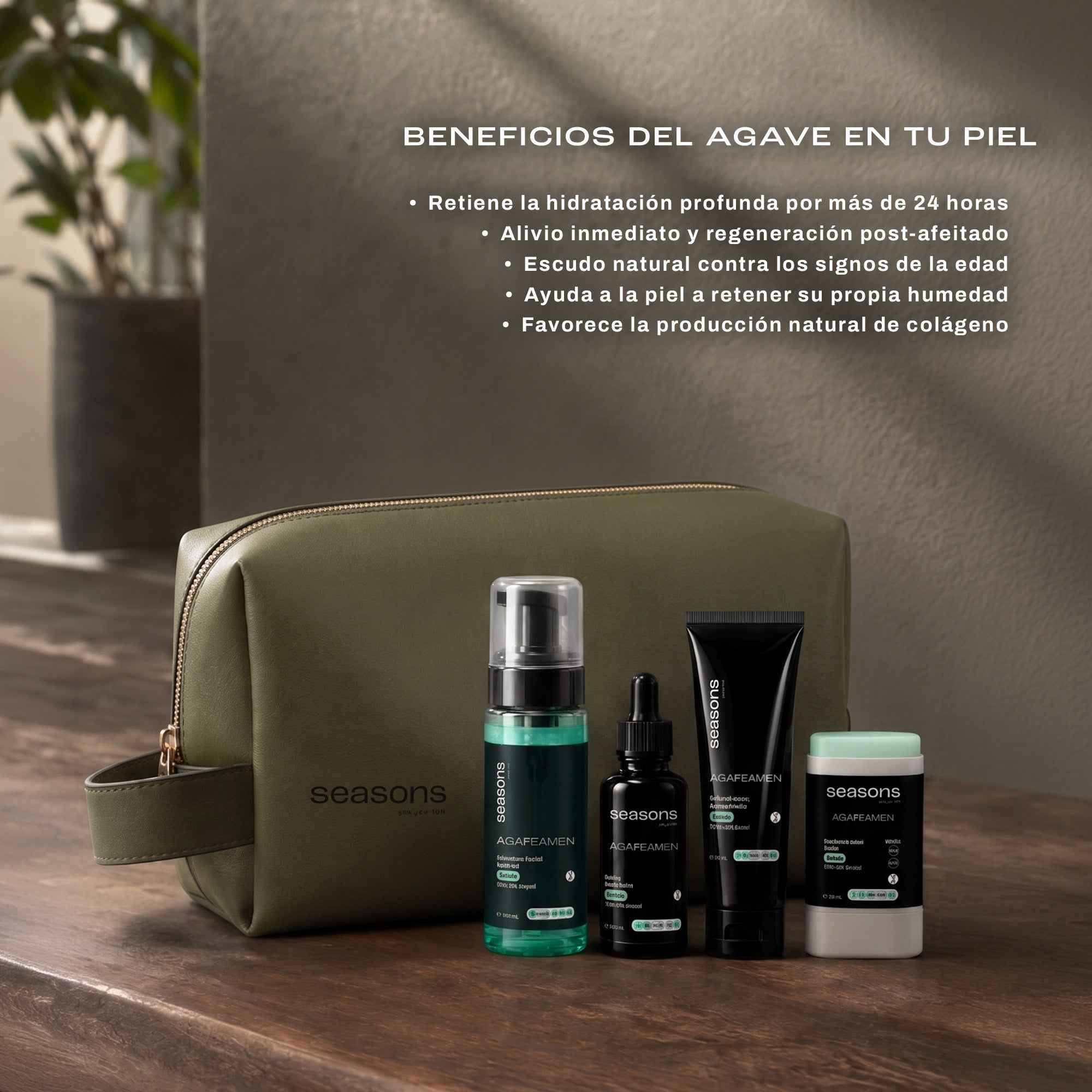 Kit Agave 4 Men: Rutina Completa de Hidratación y Protección FPS 50