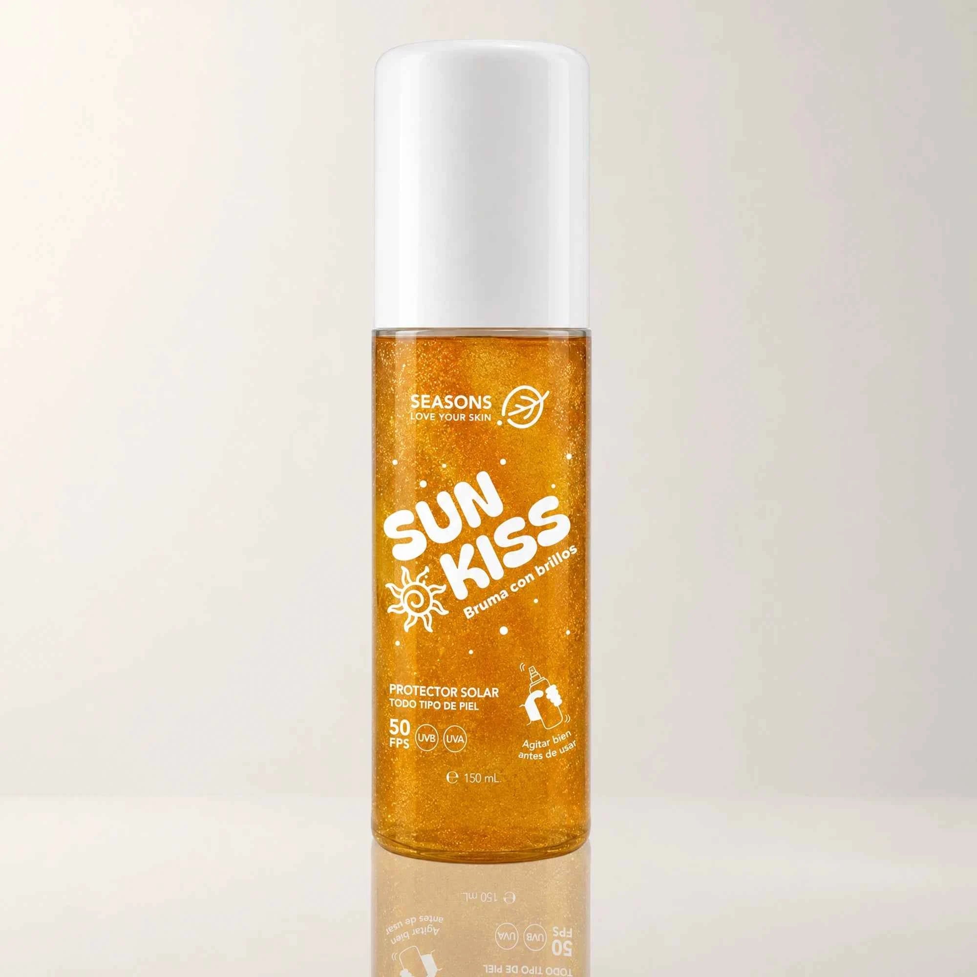Protector solar FPS50 Sun Kiss Bruma con brillos 150 ml