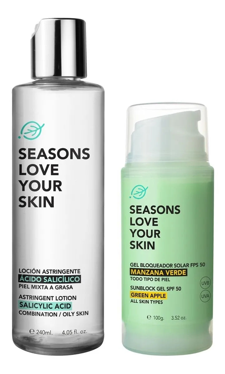 Loción Astringente + Gel Bloqueador Solar Fps 50 Manzana - Seasons Love Your Skin
