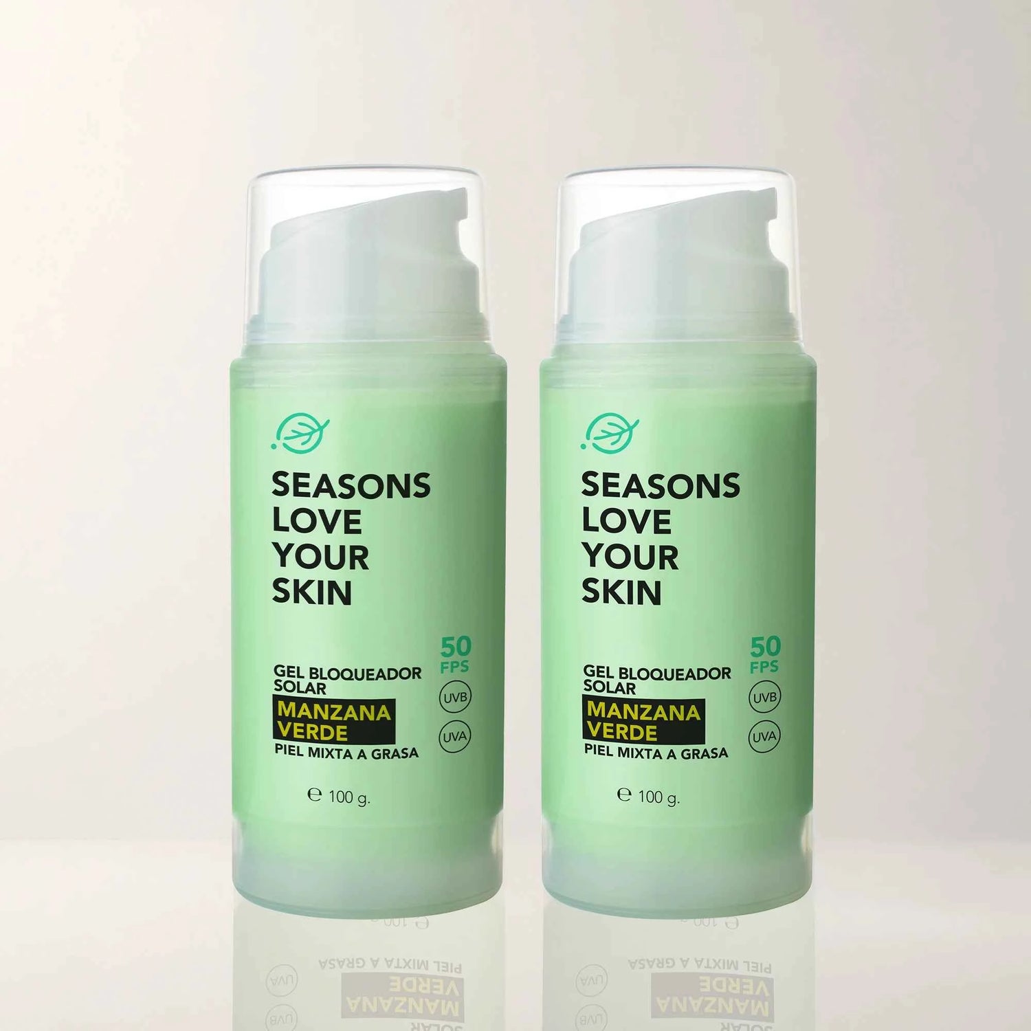 Kit 2 pack bloqueador solar facial manzana verde en gel 100 gr