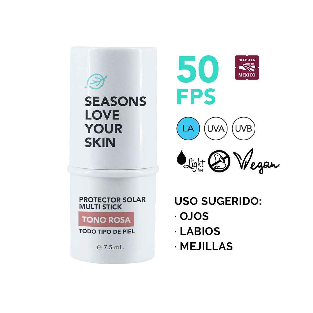 Protector Solar FPS50 Multi Stick Dúo Bronzer + Rosa | Rubor, Labial y Sombra | Protección + Color Natural