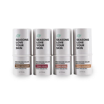 Colección Multi Stick FPS50 — Rojo, Rosa, Bronzer y Durazno