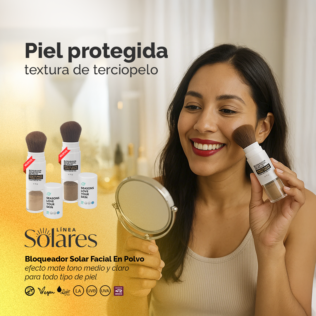 Protector Solar FPS 30 Polvo Tono medio 6 gr para Pieles Mixtas / Grasas | Seasons