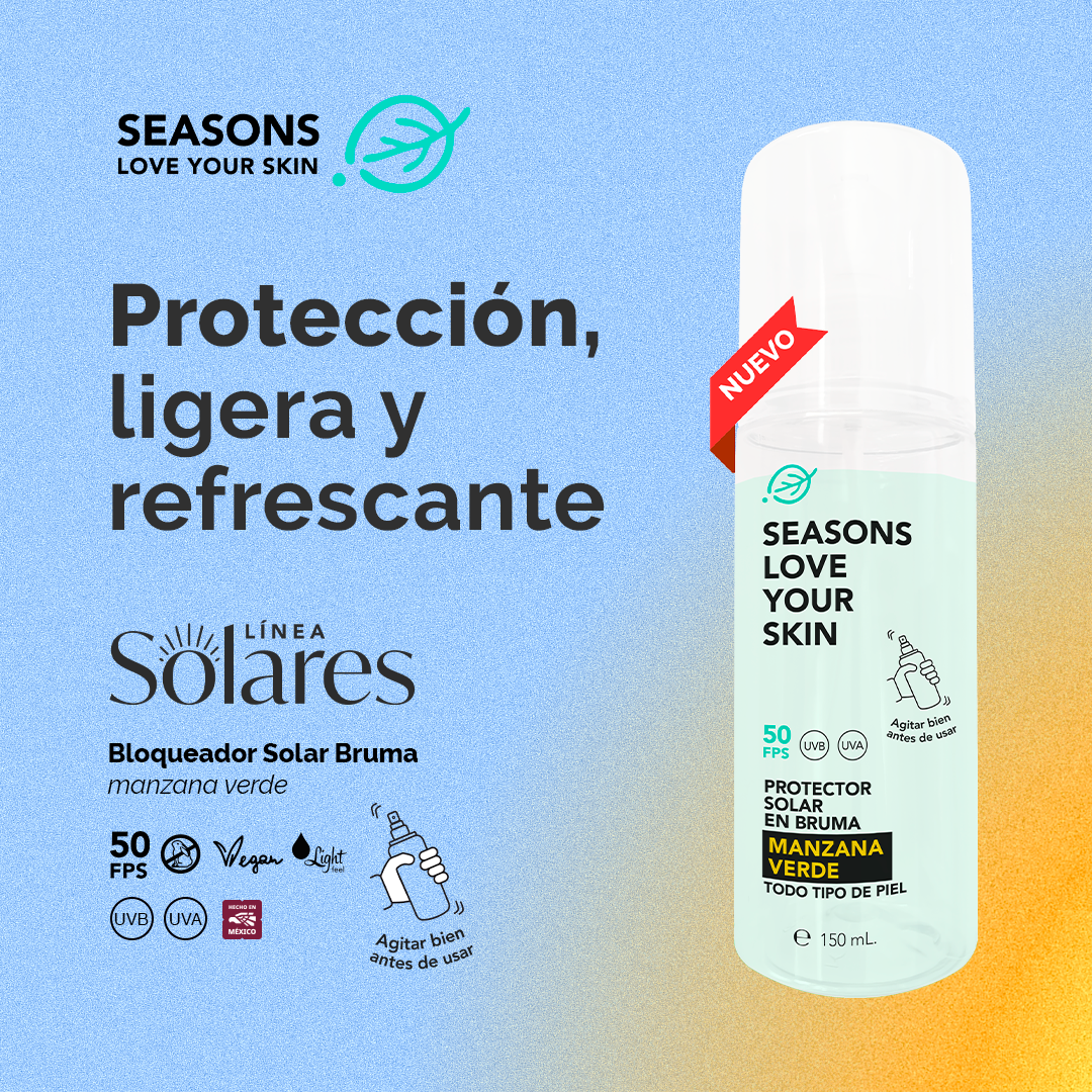 Protector Solar FPS 50 Bruma Manzana Verde 150 ml para Todo tipo de piel | Seasons