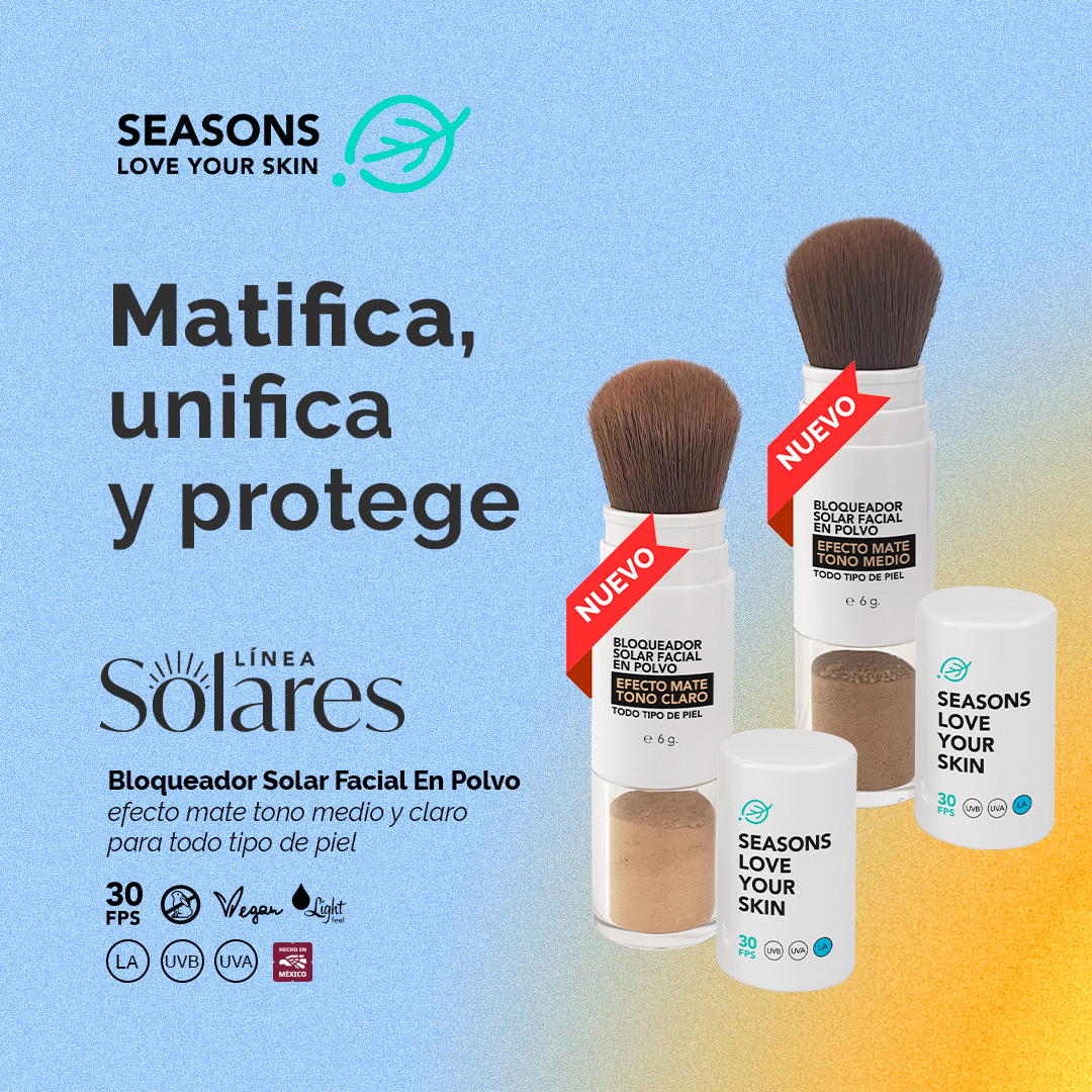 Protector Solar FPS 30 Polvo Tono medio 6 gr para Pieles Mixtas / Grasas | Seasons