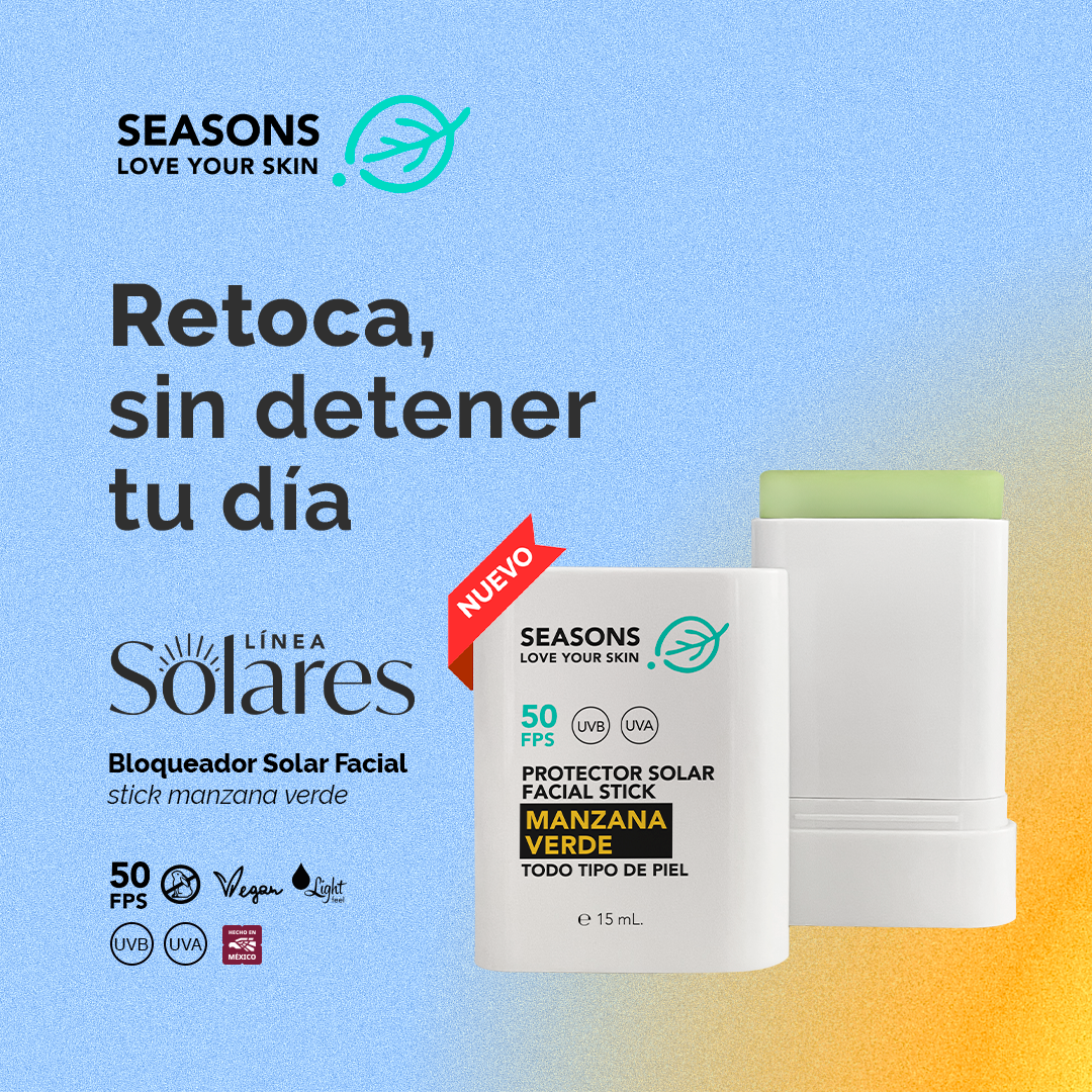 Seasons Kit Protector Solar Manzana Verde FPS 50  Bloqueador Facial 100 g + Stick Retoque 15 ml - Seasons Love Your Skin