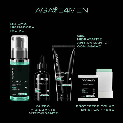 Kit Agave 4 Men: Rutina Completa de Hidratación y Protección FPS 50