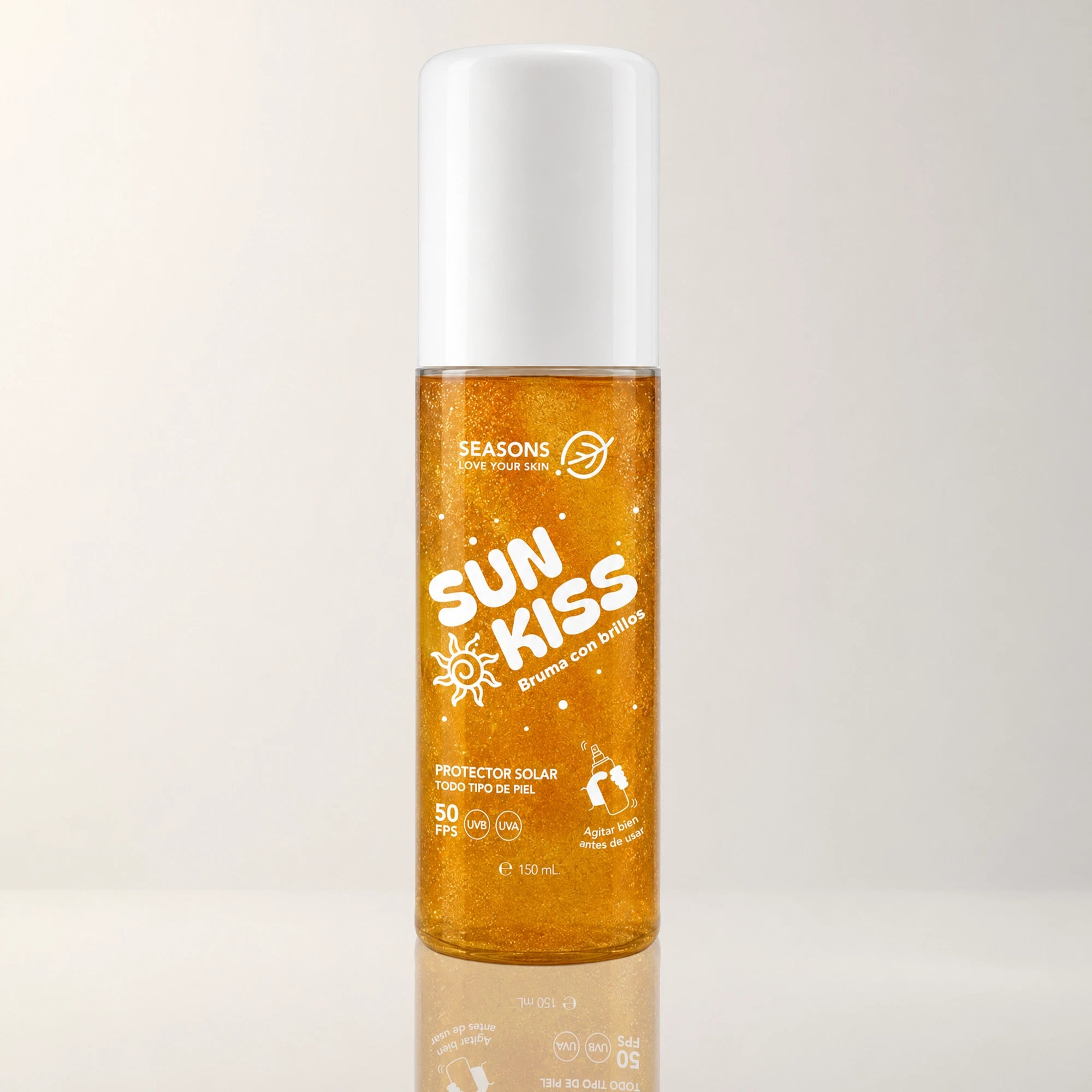 Protector solar FPS50 Sun Kiss Bruma con brillos 150 ml