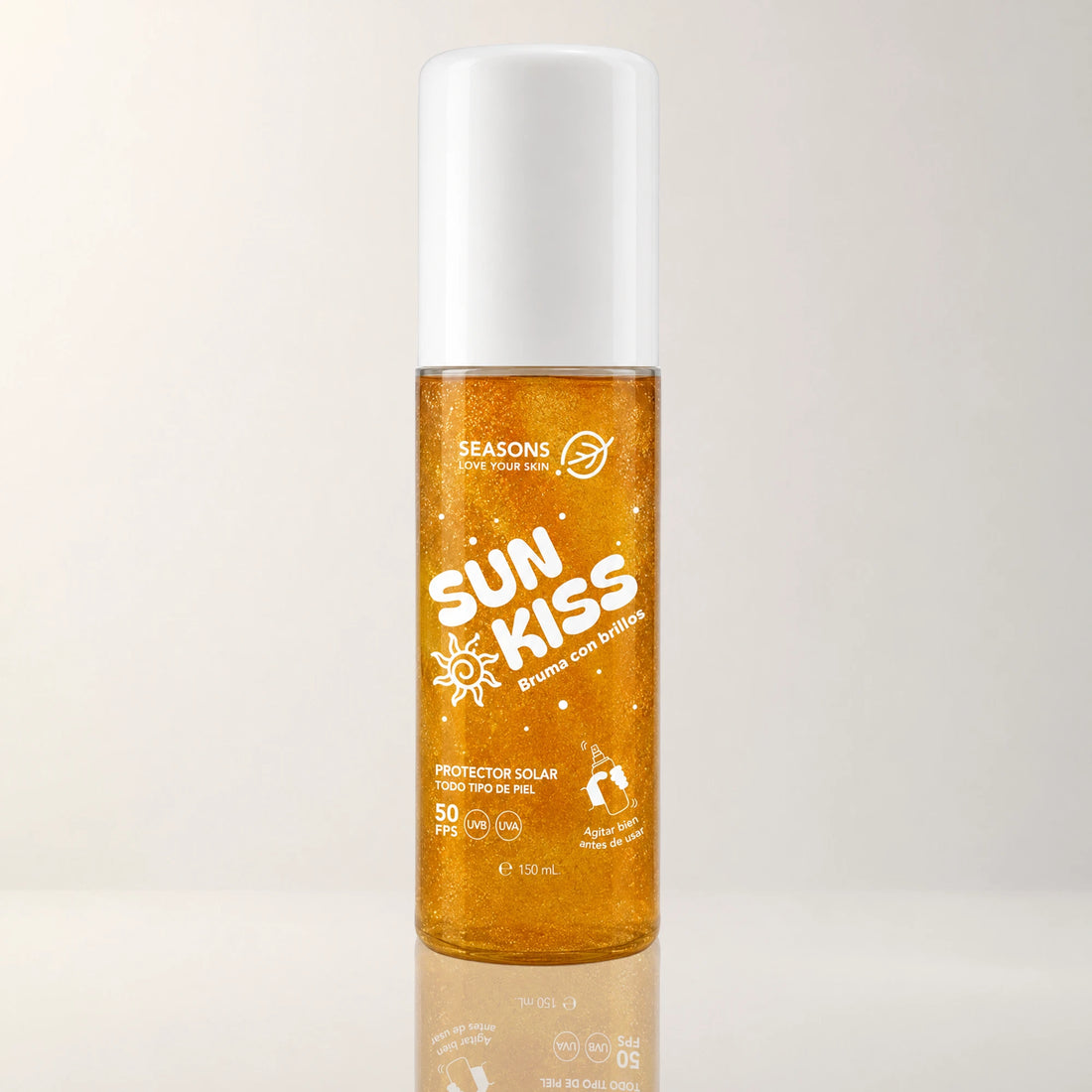 Protector solar FPS50 Sun Kiss Bruma con brillos 150 ml