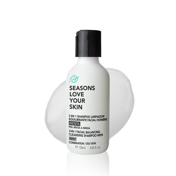 3 en 1 Shampoo Limpiador Equilibrante Facial Hombre Menta - Seasons Love Your Skin - SEO Optimizer